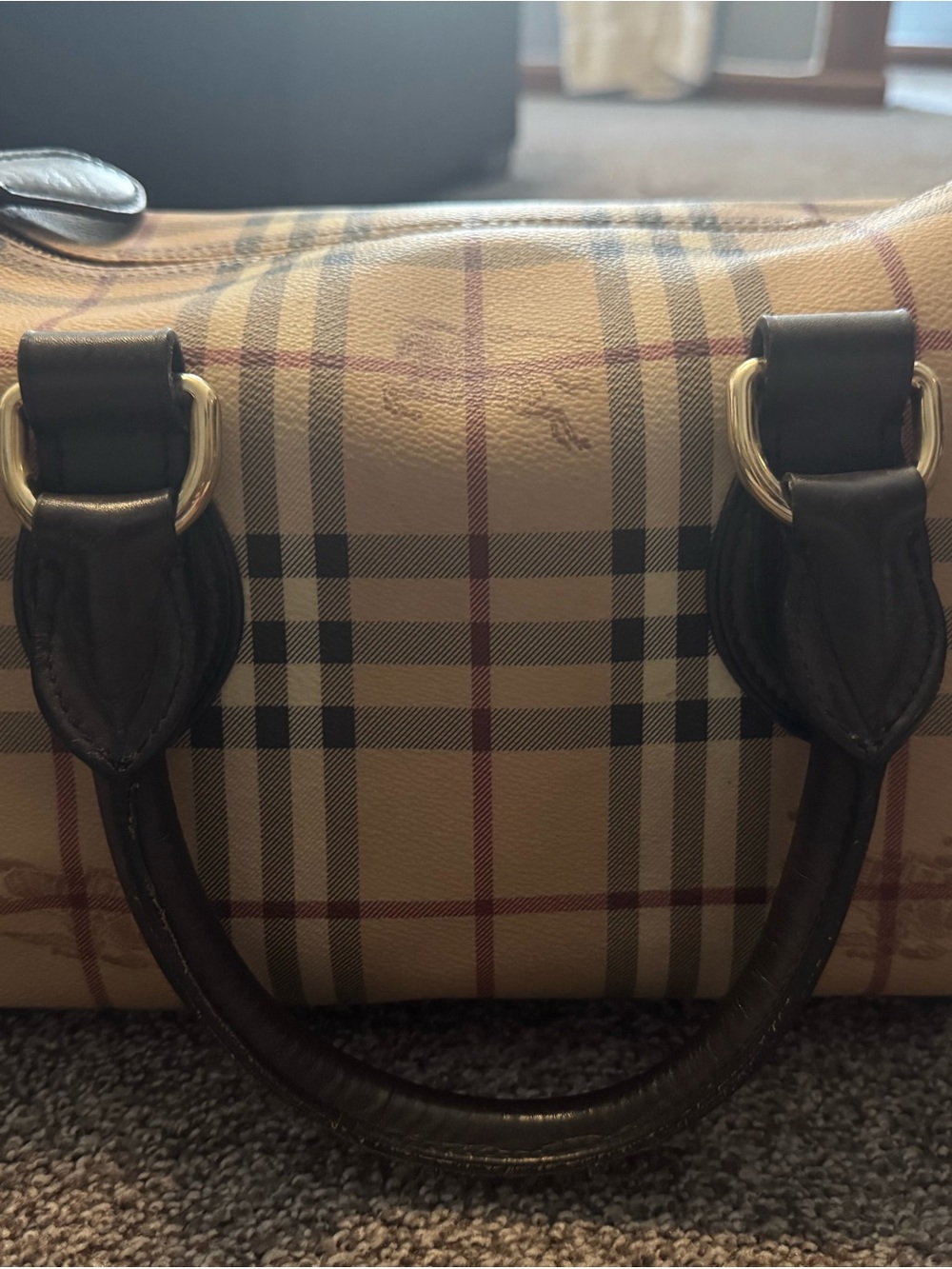 Authentic Burberry Haymarket Bowling Bag – Perfect Condition
